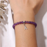 Amethysts Bracelet Healing Purple Quartz Crystal Beads Energy Jewelry Gift