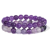 Amethysts Bracelet Healing Purple Quartz Crystal Beads Energy Jewelry Gift