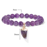 Amethysts Bracelet Healing Purple Quartz Crystal Beads Energy Jewelry Gift