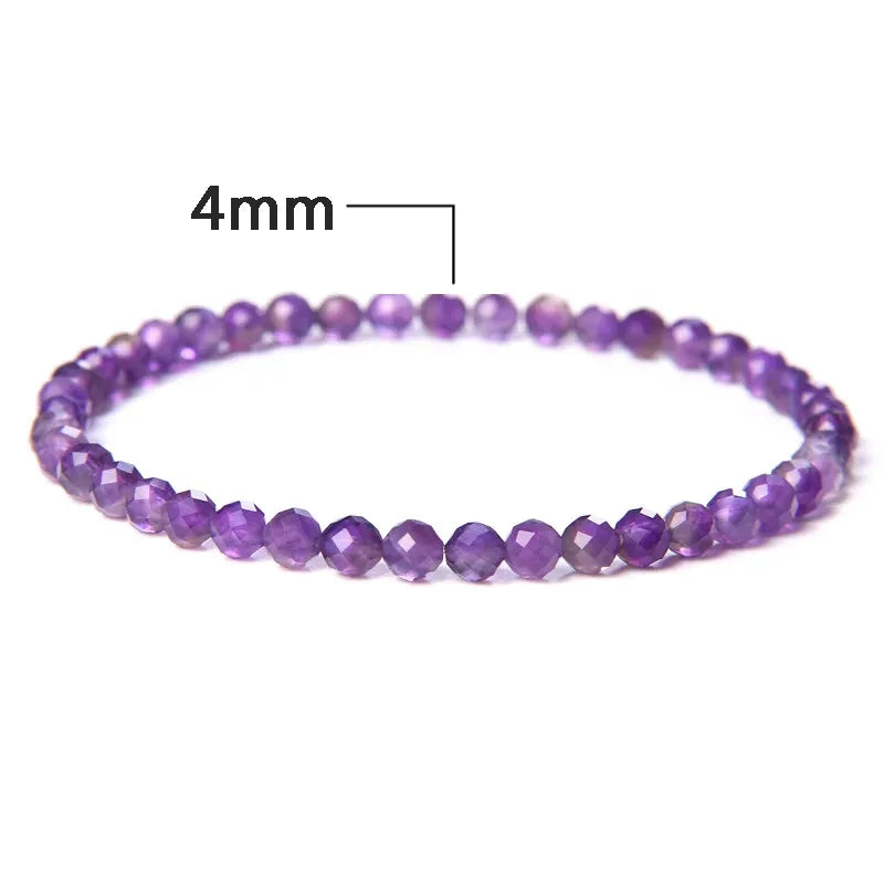 Amethysts Bracelet Healing Purple Quartz Crystal Beads Energy Jewelry Gift