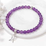 Amethysts Bracelet Healing Purple Quartz Crystal Beads Energy Jewelry Gift