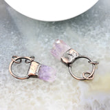 Natural Stone Amethysts Crystal Antique Brass Pendant