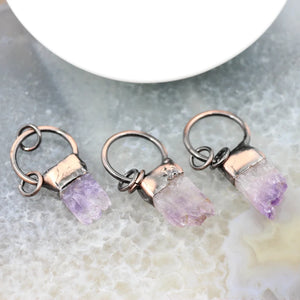 Natural Stone Amethysts Crystal Antique Brass Pendant