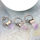 Natural Stone Amethysts Crystal Antique Brass Pendant