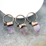 Natural Stone Amethysts Crystal Antique Brass Pendant
