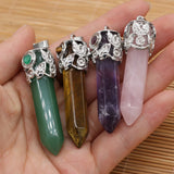 Amethysts Pendant Hexagonal Crystal Pillar Charm for Women Jewelry
