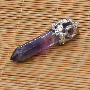 Amethysts Pendant Hexagonal Crystal Pillar Charm for Women Jewelry