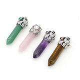 Amethysts Pendant Hexagonal Crystal Pillar Charm for Women Jewelry