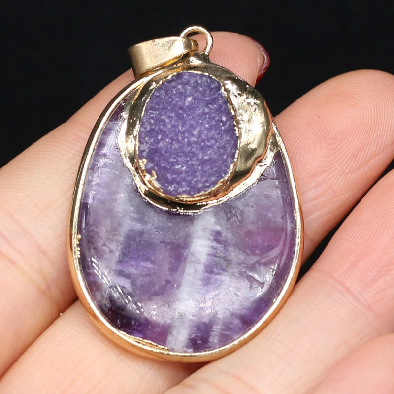 Amethysts Pendants Drop Shape for Jewelry Making Diy