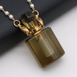 Amethysts Perfume Bottle Pendant Necklace Pearl Chain Jewelry