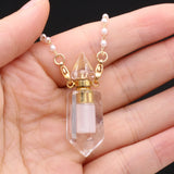 Amethysts Perfume Bottle Pendant Necklace Pearl Chain Jewelry