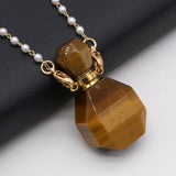 Amethysts Perfume Bottle Pendant Necklace Pearl Chain Jewelry