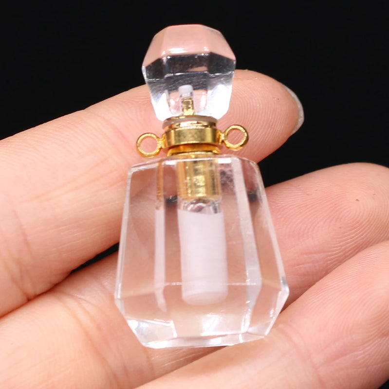 Amethysts Vials Pendants Quartzs Perfume Bottle for Jewelry Making