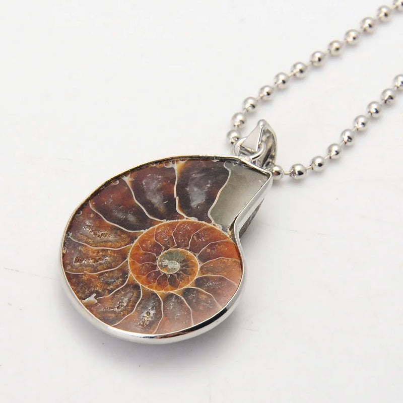 Ammonite Fossil Seashell Pendant Ocean Conch Snail Necklace Men Jewellery