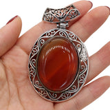 Natural Stone Antique Silver Lapis Lazuli Necklace Pendant Charms Crystal