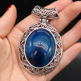 Natural Stone Antique Silver Lapis Lazuli Necklace Pendant Charms Crystal