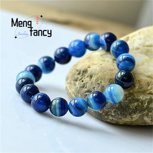Aquamarine Agate Bracelet Set - Couple Bangle Fine Jewelry