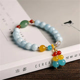 Natural Stone Aquamarine Chalcedony Bead Bracelets Women Charm Reiki Healing