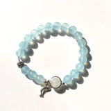 Aquamarine Crystal Bead 925 Silver Bracelet Women Charm Reiki Healing Bangle