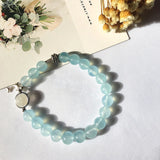 Aquamarine Crystal Bead 925 Silver Bracelet Women Charm Reiki Healing Bangle