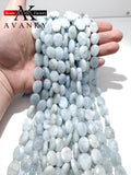 Aquamarine Crystal Beads Faceted Oval Shape Loose 12x16mm