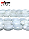 Aquamarine Crystal Beads Faceted Oval Shape Loose 12x16mm