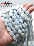 Aquamarine Crystal Beads Faceted Oval Shape Loose 12x16mm