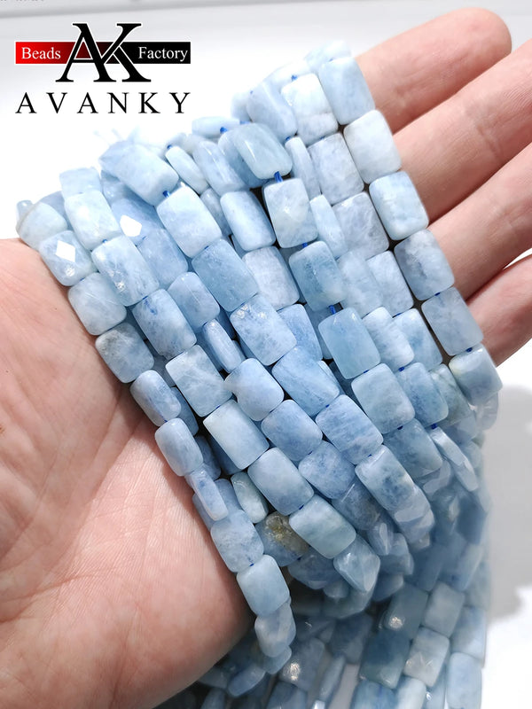 Aquamarine Crystal Beads Faceted Rectangle Shape Loose 10x14mm
