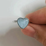 Aquamarine Heart Ring Women's Jewelry Gift Healing Engagement