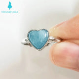Aquamarine Heart Ring Women's Jewelry Gift Healing Engagement