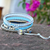 Natural Stone Aquamarine Turquoise Bead Bracelet for Women