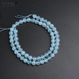 Natural Aquamarines Beads Round Loose Bead DIY Bracelets Jewelry