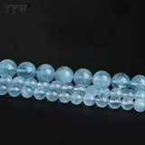 Natural Aquamarines Beads Round Loose Bead DIY Bracelets Jewelry