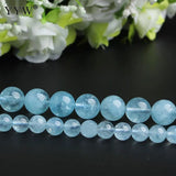 Natural Aquamarines Beads Round Loose Bead DIY Bracelets Jewelry