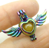 Natural Stone Aventurine Quartz Crystal Lapis Lucky Bead Titanium Heart Pendant
