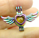 Natural Stone Aventurine Quartz Crystal Lapis Lucky Bead Titanium Heart Pendant