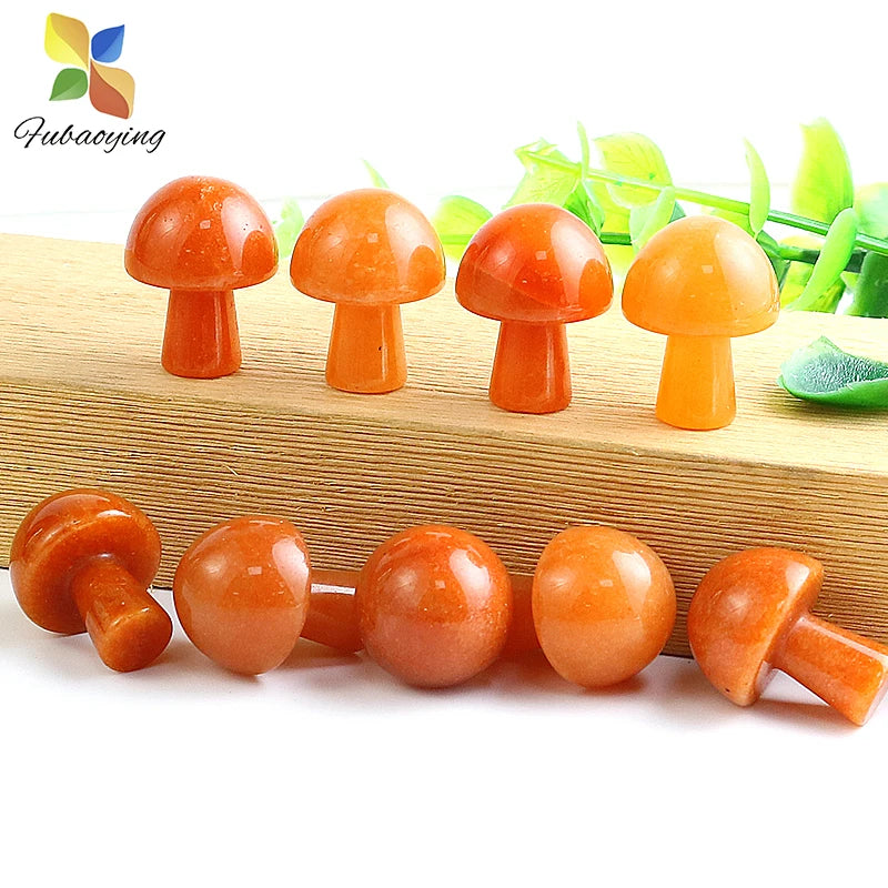 Aventurine Quartz Small Mushroom Figurine 10pcs 22mm Home Decoration Women Gift