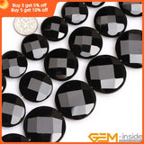 Black Agates Coin Faceted Bead 15 Inch Strand DIY Jewelry Beads