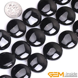 Black Agates Coin Faceted Bead 15 Inch Strand DIY Jewelry Beads