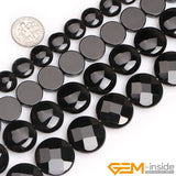 Black Agates Coin Faceted Bead 15 Inch Strand DIY Jewelry Beads