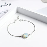 Natural Stone Ball Charm 925 Sterling Silver Bracelet