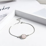 Natural Stone Ball Charm 925 Sterling Silver Bracelet