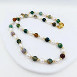 Stone Baroque Pearl Necklace Agate Bead Chain Jewelry