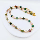 Stone Baroque Pearl Necklace Agate Bead Chain Jewelry