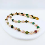 Stone Baroque Pearl Necklace Agate Bead Chain Jewelry