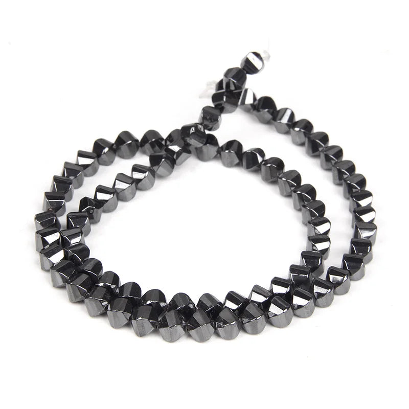 Natural Stone Bead Hematite Square Heart Geometrical Spacer Beads