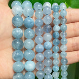 Natural Aquamarines Jades Round Loose Beads 15''