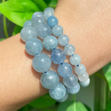 Natural Aquamarines Jades Round Loose Beads 15''