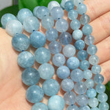Natural Aquamarines Jades Round Loose Beads 15''