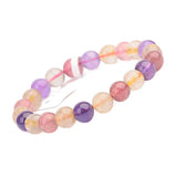 Multicolored Seven Strawberry Crystal Rutilated Quartz Amethyst Quartz Bracelet